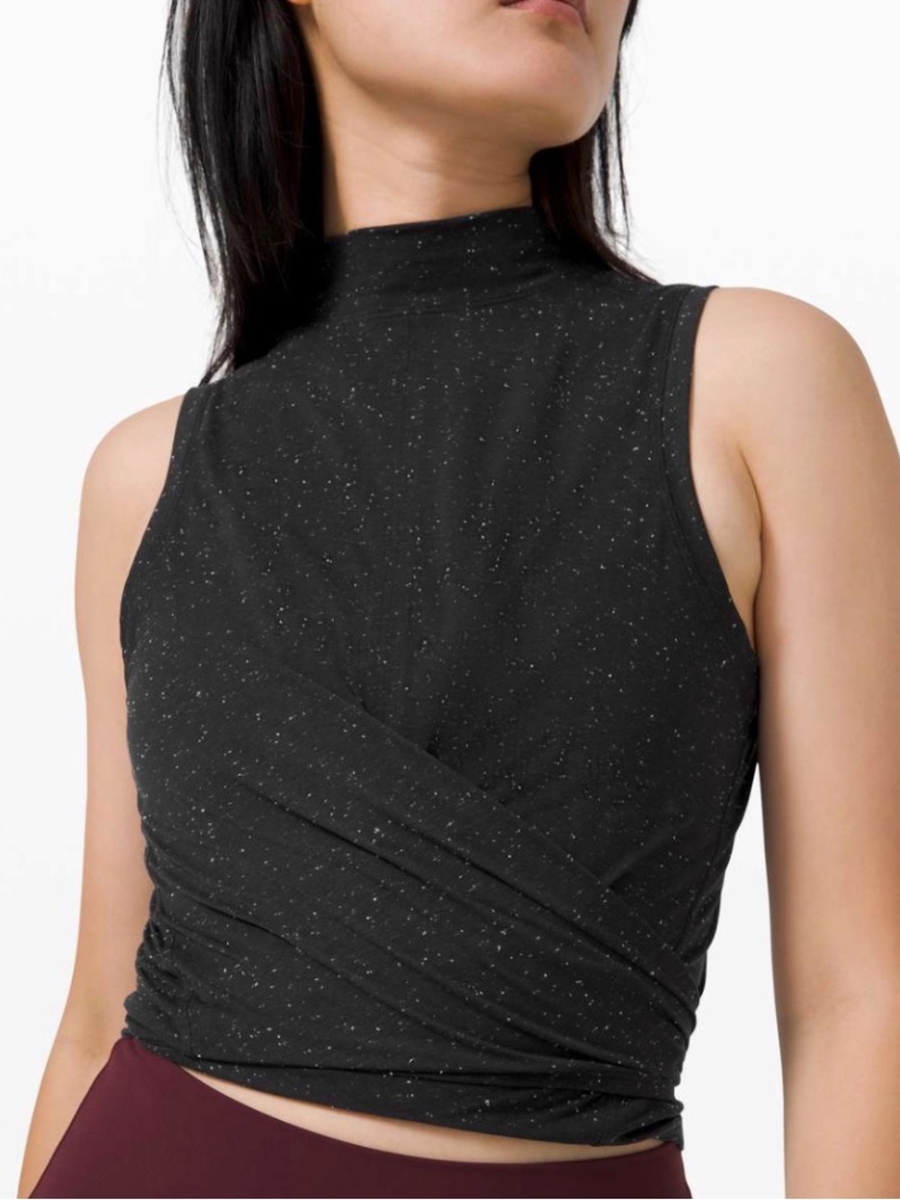 lululemon athletica Black Speckle Mock Neck Wrap Tank